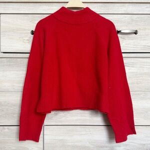 Universal Thread Mock Neck Cropped Sweater Bright Red Size Small